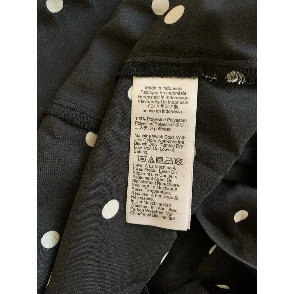 J Crew Size L XL Robe Black And White Polka Dot Belted 3/4 Length Sleeves NWT